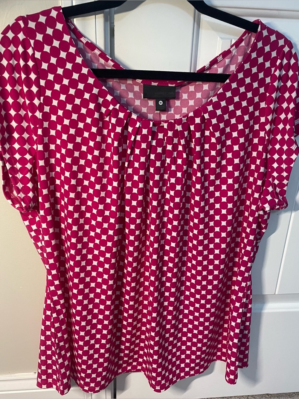 Worthington Pink & White Cap-Sleeve Printed Blouse